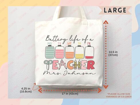 Teacher Appreciation Tote Bag Gift Tote Bag Canvas Premium Custom Teacher Gift Personalized Bag Gifted Teacher Tote Reusable Bag Personalized Name Teacher Bag (Style 3, Large Bag) in Kuwait