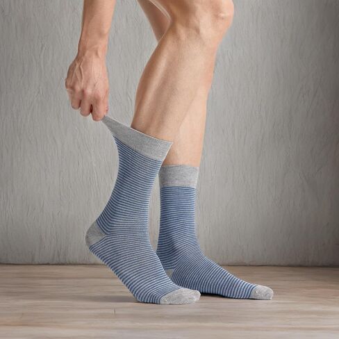 VRD SOCKS Mens Dress Socks, Bamboo Socks for Men, 5-Pack - Shoe Size 8-13, Pacific Grey - Striped in Saudi Arabia