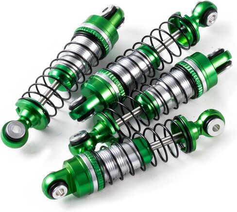4Pcs JGGZONE All Aluminum Front & Rear Shocks Assembled Threaded Oil-Filled Damper Shocks with Spring for 1/18 RC Crawler FMS FCX18 LC80 Upgrade (Green) in Saudi Arabia