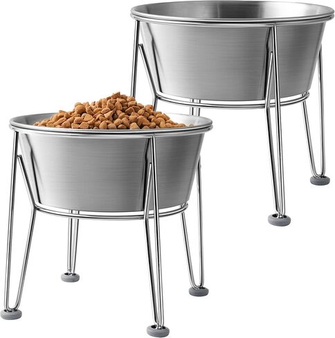 Elevated Dog Bowls for Medium&Small Dogs - Stainless Steel 48oz/6 Cups Raised Feeder with Non-Slip Base, Dual Food & Water Bowls 2-Pack in Saudi Arabia