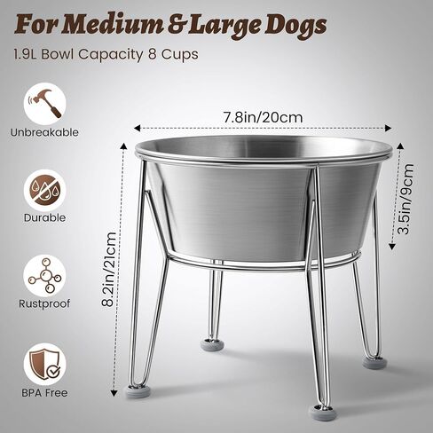Elevated Dog Bowls for Medium&Small Dogs - Stainless Steel 48oz/6 Cups Raised Feeder with Non-Slip Base, Dual Food & Water Bowls 2-Pack in Saudi Arabia