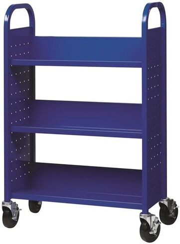 Hirsh Rolling Library or Home Office Single-Sided Sloped Shelves Book Cart with Lockable Wheels in Black in Kuwait