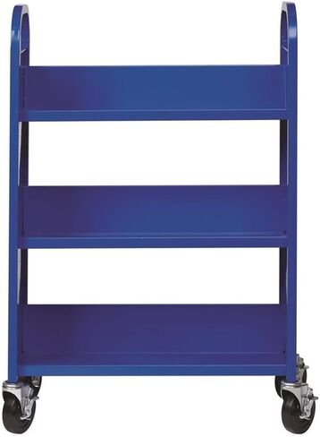 Hirsh Rolling Library or Home Office Single-Sided Sloped Shelves Book Cart with Lockable Wheels in Black in Kuwait