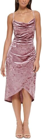 GUESS Women's Velvet Cowl Neck Slip Dress, Mauve in Kuwait