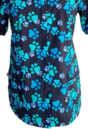 Ladybird Line Pet Grooming Smock | Waterproof Grooming Smock for Dog Groomers | Smocks for Dog Groomers | Grooming Smocks for Women - Black Paw Print - (Large) in Saudi Arabia