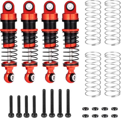 4Pcs JGGZONE All Aluminum Front & Rear Shocks Assembled Threaded Oil-Filled Damper Shocks with Spring for 1/18 RC Crawler FMS FCX18 LC80 Upgrade (Green) in Saudi Arabia