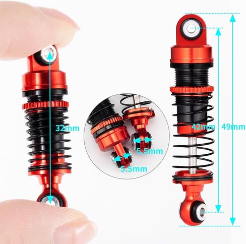 4Pcs JGGZONE All Aluminum Front & Rear Shocks Assembled Threaded Oil-Filled Damper Shocks with Spring for 1/18 RC Crawler FMS FCX18 LC80 Upgrade (Green) in Saudi Arabia