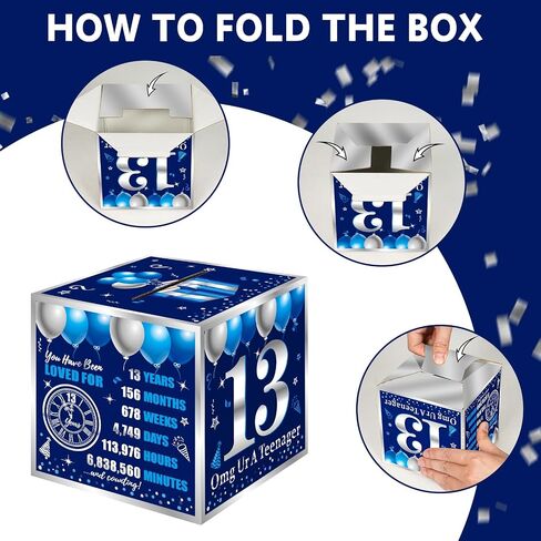 Sweet 16th Birthday Pull-Out Money Gift Box for Boys Girls - Blue Sliver Happy 16th Birthday Party Cash Gift Box with Pull-Out Card - A Fun and Loving Way to Offer Cash Present in Kuwait