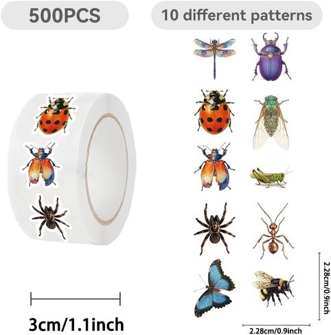 500PCS Bee Stickers Roll 10 Styles Envelope Seals Sticker Cute Animal Stickers for Kids Reward Sticker for Students Bee Themed Party Favors(500 Per Roll) in Kuwait