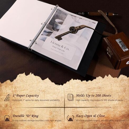 Ospelelf Leather 3 Ring Binder 1 Inch ، Vintage Hardback Three Ring Binder Organizer مع علامات تبويب لألبوم الصور ، School Home Office Supplies White in Saudi Arabia