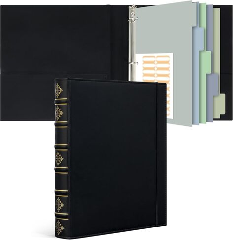 Ospelelf Leather 3 Ring Binder 1 Inch ، Vintage Hardback Three Ring Binder Organizer مع علامات تبويب لألبوم الصور ، School Home Office Supplies White in Saudi Arabia