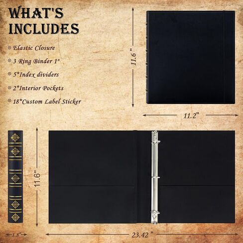 Ospelelf Leather 3 Ring Binder 1 Inch ، Vintage Hardback Three Ring Binder Organizer مع علامات تبويب لألبوم الصور ، School Home Office Supplies White in Saudi Arabia