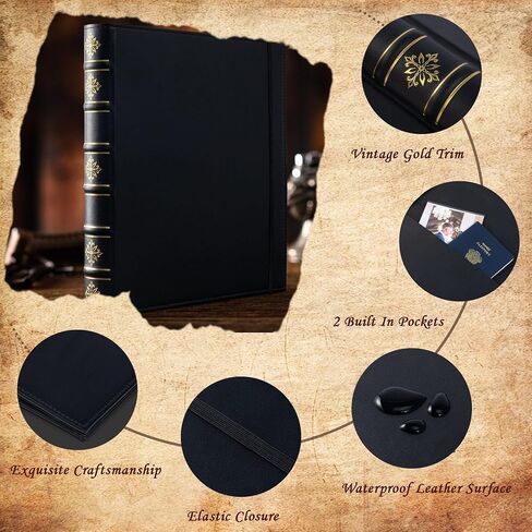 Ospelelf Leather 3 Ring Binder 1 Inch ، Vintage Hardback Three Ring Binder Organizer مع علامات تبويب لألبوم الصور ، School Home Office Supplies White in Saudi Arabia