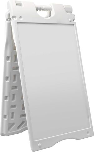 Jumbl A-Frame Signboard 15.7" x 26" Display Surface – Small Outdoor Sandwich Board w/Weather Resistant PVC Sign Protector & Sand Fill Holes – Dual Signage Stand for Storefront Sidewalk Curb (White) in Saudi Arabia