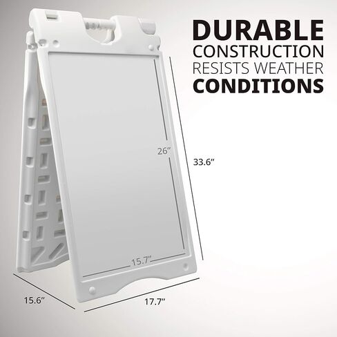 Jumbl A-Frame Signboard 15.7" x 26" Display Surface – Small Outdoor Sandwich Board w/Weather Resistant PVC Sign Protector & Sand Fill Holes – Dual Signage Stand for Storefront Sidewalk Curb (White) in Saudi Arabia