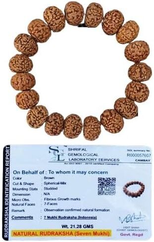 7 Mukhi Lab Certified Rudraksha Bracelet, Shiva Bracelet, Yoga Bracelet, Seven Faced Rudraksha Bracelet, Gift For Yoga Lover in Saudi Arabia