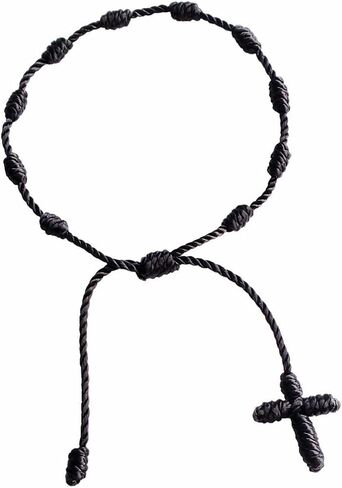 Rosary Bracelet - handmade thread bracelet for men and women - add a spiritual and elegant touch to your personal style, perfect for people of all ages. (Black) in Saudi Arabia