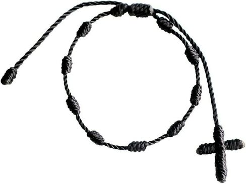 Rosary Bracelet - handmade thread bracelet for men and women - add a spiritual and elegant touch to your personal style, perfect for people of all ages. (Black) in Saudi Arabia