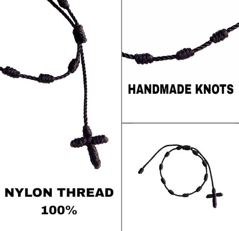 Rosary Bracelet - handmade thread bracelet for men and women - add a spiritual and elegant touch to your personal style, perfect for people of all ages. (Black) in Saudi Arabia