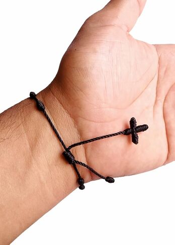 Rosary Bracelet - handmade thread bracelet for men and women - add a spiritual and elegant touch to your personal style, perfect for people of all ages. (Black) in Saudi Arabia