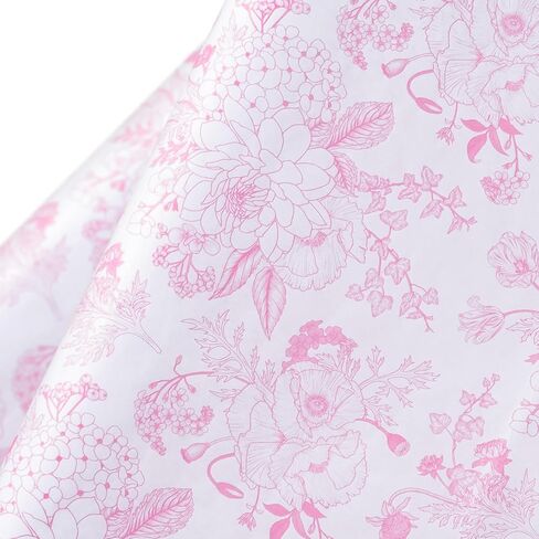 WRAPAHOLIC Pink Floral Tissue Paper - 60 Sheets 14 x 20 Inch Vintage Pink White Flower Tissue Paper Bulk for Wedding Birthday Bridal Shower Art Craft Tea Party Favor Decoration in Saudi Arabia
