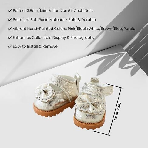 Clothes for Dolls Accessories (No Doll), Cute Outfit Set 5 Pieces Bib Pants for 15 & 17cm Doll Suit, Stylish Dress Up Overalls Doll Clothing Set Replacement with Hat Clothes Shoes Brown in Kuwait