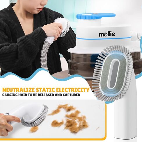 mollie Pet Grooming Kit 3-in-1 Drying & Cleaning & Cutting Pet Hair, Grooming Vacuum with 5 Pet Grooming Tools and 4 Clipper Guards for Large Doggy Cats, 4L Large Dust Box, Blue in Saudi Arabia