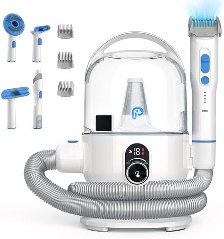 Pet Grooming Vacuum Kit, 13.4Kpa Suction Dog Grooming Vacuum With 5 Professional Pet Grooming Tools for 99% Pet Hair, Pet Grooming Kit 2L Large Capacity Container,for Dogs Cats Pet Hair Home Cleaning in Saudi Arabia