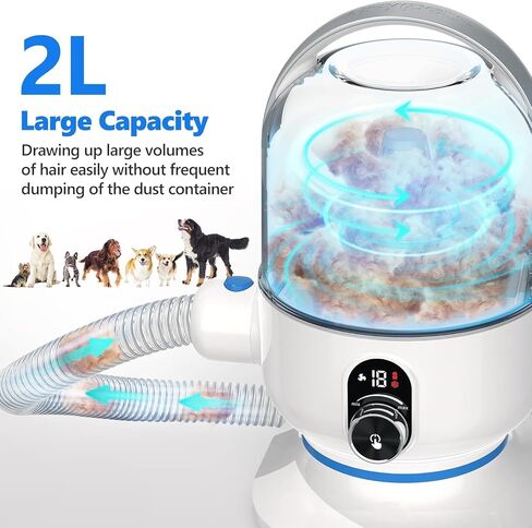 Pet Grooming Vacuum Kit, 13.4Kpa Suction Dog Grooming Vacuum With 5 Professional Pet Grooming Tools for 99% Pet Hair, Pet Grooming Kit 2L Large Capacity Container,for Dogs Cats Pet Hair Home Cleaning in Saudi Arabia