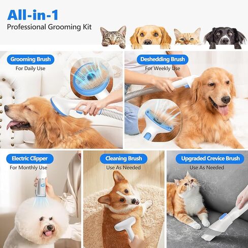Pet Grooming Vacuum Kit, 13.4Kpa Suction Dog Grooming Vacuum With 5 Professional Pet Grooming Tools for 99% Pet Hair, Pet Grooming Kit 2L Large Capacity Container,for Dogs Cats Pet Hair Home Cleaning in Saudi Arabia