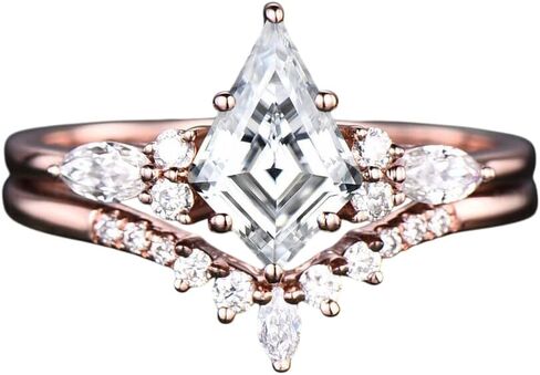 925 sterling Silver Vintage Kite Cut Moissanite Learing Ling مع خواتم الزفاف على طراز ماركيز على طراز ماركيز للنساء in Saudi Arabia
