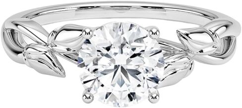 1 | 1.5 | 2 CT Moissanite الخطوبة خاتم 10K 14K 18K الذهب و 925 Sterling Silver Solitaire Leaf Style Moissanite Ring Gift للنساء (الحجر الرئيسي: جولة | 1 قيراط ، أبيض) in Kuwait