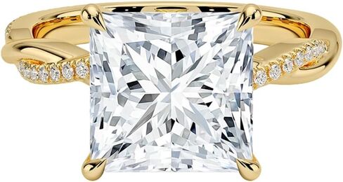 1-5 CT Moissanite الخطوبة خاتم 10K 14K 18K الذهب و 925 Sterling Silver Moissanite Infinity خاتم عيد الميلاد للنساء (الحجر: جولة | 5 قيراط ، أصفر) in Kuwait