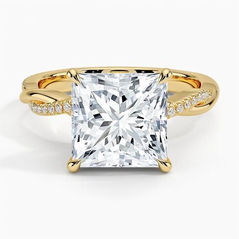 1-5 CT Moissanite الخطوبة خاتم 10K 14K 18K الذهب و 925 Sterling Silver Moissanite Infinity خاتم عيد الميلاد للنساء (الحجر: جولة | 5 قيراط ، أصفر) in Kuwait