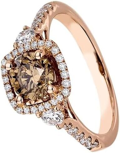 Shasha Creation Women's 1.00 Ct Round Cut Lab Created Diamond Ring, 14k Rose Gold Finish (Rose, 8) in Saudi Arabia
