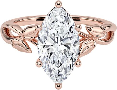 1 | 1.5 | 2 CT Moissanite الخطوبة خاتم 10K 14K 18K الذهب و 925 Sterling Silver Solitaire Leaf Style Moissanite Ring Gift للنساء (الحجر الرئيسي: جولة | 1 قيراط ، أبيض) in Kuwait