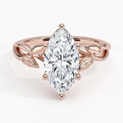 1 | 1.5 | 2 CT Moissanite الخطوبة خاتم 10K 14K 18K الذهب و 925 Sterling Silver Solitaire Leaf Style Moissanite Ring Gift للنساء (الحجر الرئيسي: جولة | 1 قيراط ، أبيض) in Kuwait