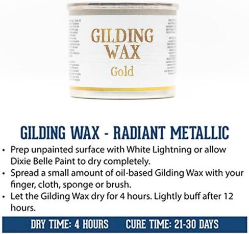 Dixie Belle Gilding Wax | بريق فاخر معدني قائم على النفط لشراء ، وميض في مشاريع DIY | مُحسّن للتفاصيل للأثاث والأجهزة والخشب ... in Kuwait