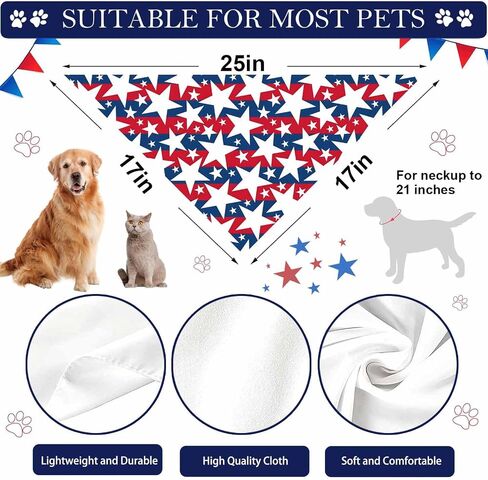 الرابع من يوليو الكلب Bandanas ، 2 حزمة عكسية USA Bandana الوطنية لوي والفتاة ، النسيج المتين قسط ، وشاح أليف العلم الأمريكي للكلاب الصغيرة الكبيرة والكبيرة الإضافية in Kuwait