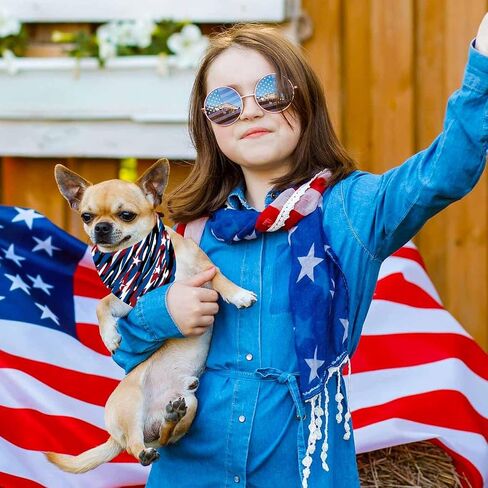 الرابع من يوليو الكلب Bandanas ، 2 حزمة عكسية USA Bandana الوطنية لوي والفتاة ، النسيج المتين قسط ، وشاح أليف العلم الأمريكي للكلاب الصغيرة الكبيرة والكبيرة الإضافية in Kuwait