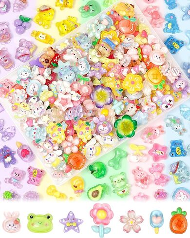 Fiveizero 100pcs سحر Slime Schens لطيف - Kawaii Flatback راتنج السحر للحرف اليدوية ، زينة أكريليك ميني ديكريليك لحالات الهواتف غير المرغوب فيها ، زخرفة السكرات وديكور DIY (متعدد الألوان) in Saudi Arabia
