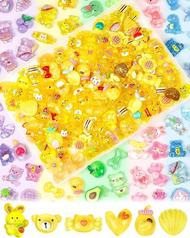 FIVEIZERO 100PCS Cute Slime Charms Bulk Set – Kawaii Flatback Resin Charms for Crafts, Mini Decoden Acrylic Embellishments for Phone Junk Cases, Scrapbooking & DIY Decoration (Multicolor) in Kuwait