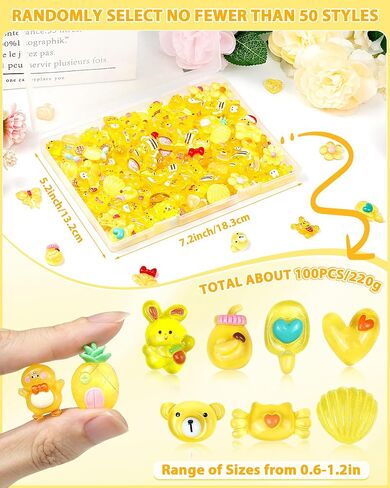 FIVEIZERO 100PCS Cute Slime Charms Bulk Set – Kawaii Flatback Resin Charms for Crafts, Mini Decoden Acrylic Embellishments for Phone Junk Cases, Scrapbooking & DIY Decoration (Multicolor) in Kuwait