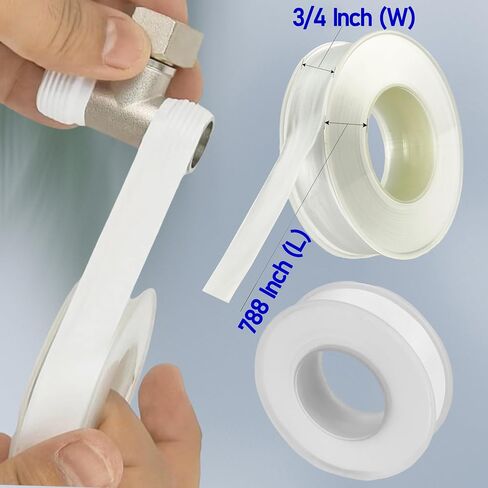 Thread Seal Tape, Pipe Seal Tape, Teflon Tape to Prevent Leaks at Faucet Connections, Pipes, Shower Heads, and Drain Pipes for Water Lines 20m x 18mm in Saudi Arabia