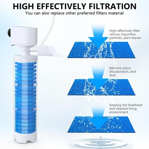 20-100 Gal متعددة الوظائف مرشح حوض السمك ، تصل إلى 320GPH فقاعة قابلة للتعديل والوضع المزدوج الصامت مرشح خزان الأسماك الداخلي للترشيح ، والأكسجين ، الدورة الدموية ، Wavemaker in Saudi Arabia