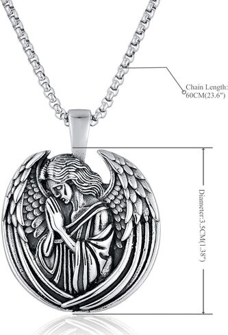 الفولاذ المقاوم للصدأ خمر الصلاة اليد الجارديان الملاك الجناح حماية قلادة قلادة للجنسين الرجال النساء, ستانلس ستيل, بدون أحجار كريمة in Kuwait