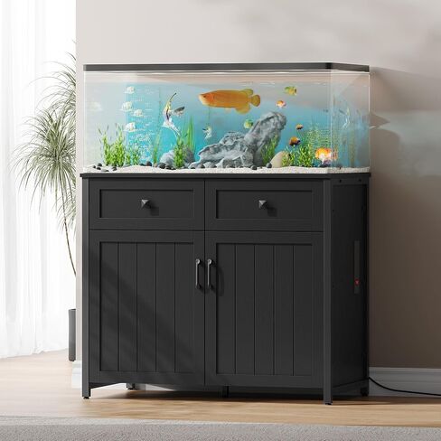40-50 Gallon Aquarium Stand with Power Outlets, Cabinet for Fish Tank Accessories Storage, Heavy Duty Metal Fish Tank Stand Suitable for Turtle Tank, Reptile Terrarium, 660LBS Capacity, Black in Kuwait