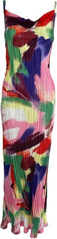 Cowl Neck Printed Plisse Maxi Dress Sleeveless Tank Dress Summer Beach Dresses (US, Alpha, Small, Regular, Regular, 4) in Saudi Arabia