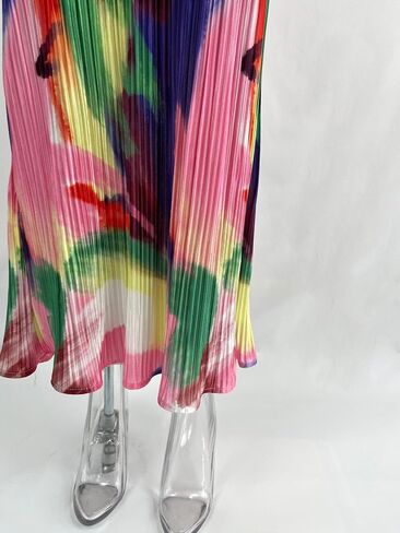 Cowl Neck Printed Plisse Maxi Dress Sleeveless Tank Dress Summer Beach Dresses (US, Alpha, Small, Regular, Regular, 4) in Saudi Arabia