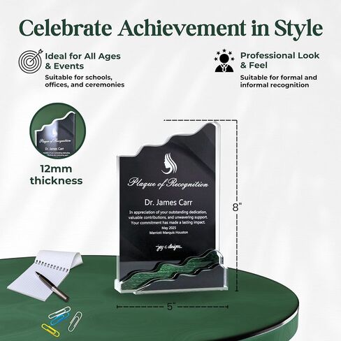 Summit of Recognition - Unique Acrylic Trophy, Customizable Plaque, Crystal-Clear Award, UV Printed, Laser-Cut Edge, Multiple Background Styles, Made in USA (12-inch) in Kuwait